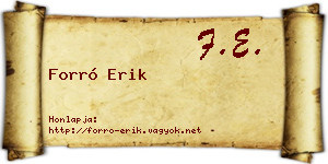 Forró Erik névjegykártya